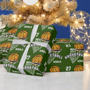 Personalised Basketball - Dark Green Wrapping Paper