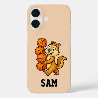 Personalised basketball design featuring a squirre iPhone 16 case