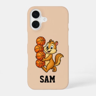 Personalised basketball design featuring a squirre iPhone 16 case