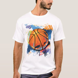Personalised Basketball Doodle Illustration T-shir T-Shirt