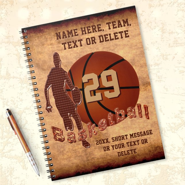 Personalised Basketball Gift Ideas, Basketball  Notebook (Personalized, Spiral Basketball Notebook. Gift ideas for basketball team. Basketball school supplies)