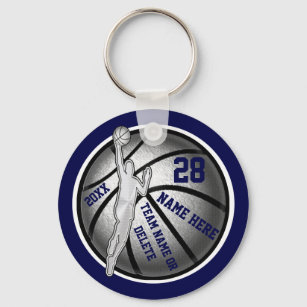 Personalised Basketball Gifts for Boys, Navy Key Ring