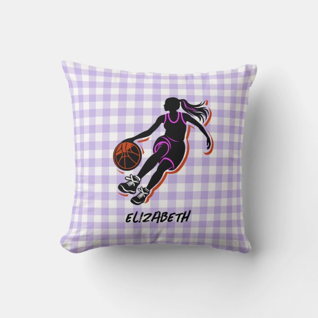 Personalised Basketball Girl Throw Pillow (Front)