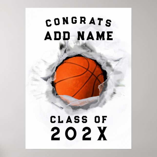 personalised basketball graduation poster (Front)