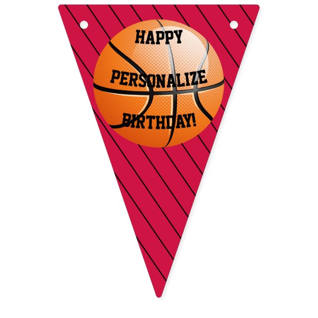 Personalised Basketball Happy Birthday Bunting (First Flag)