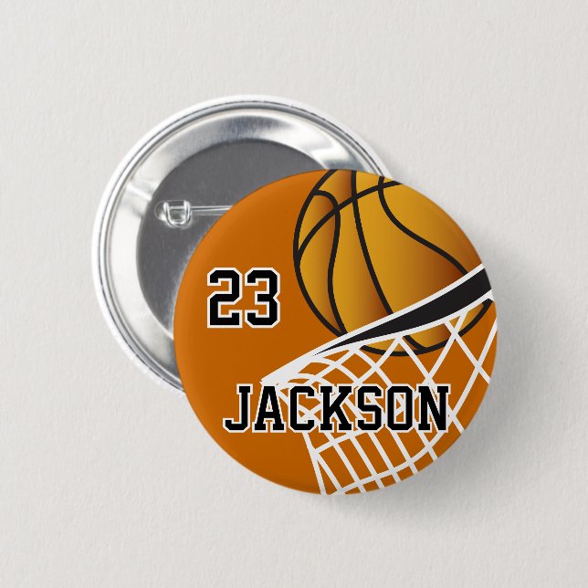 Personalised Basketball Hoop Design 6 Cm Round Badge (Front & Back)