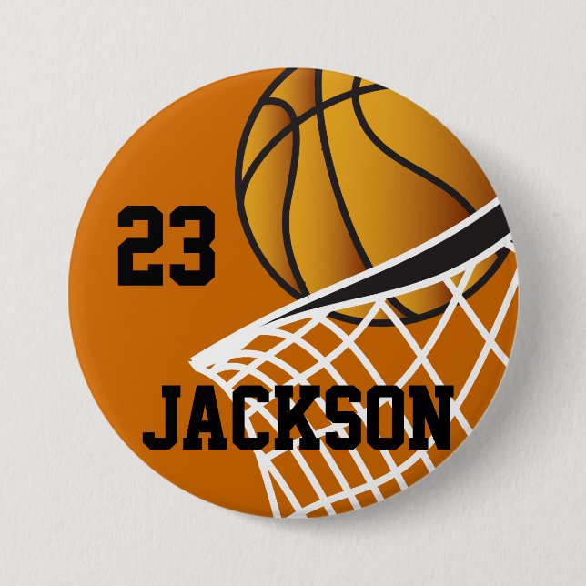 Personalised Basketball Hoop Design 7.5 Cm Round Badge (Front)