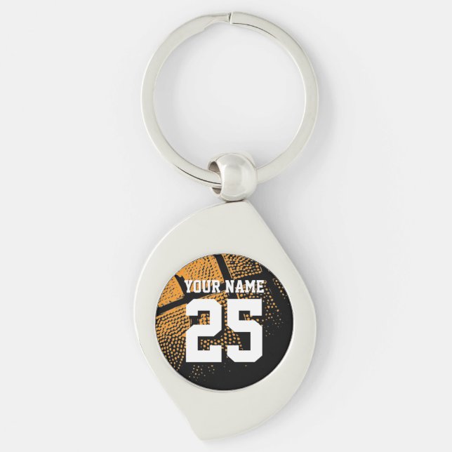 Personalised basketball jersey number premium key ring (Front)