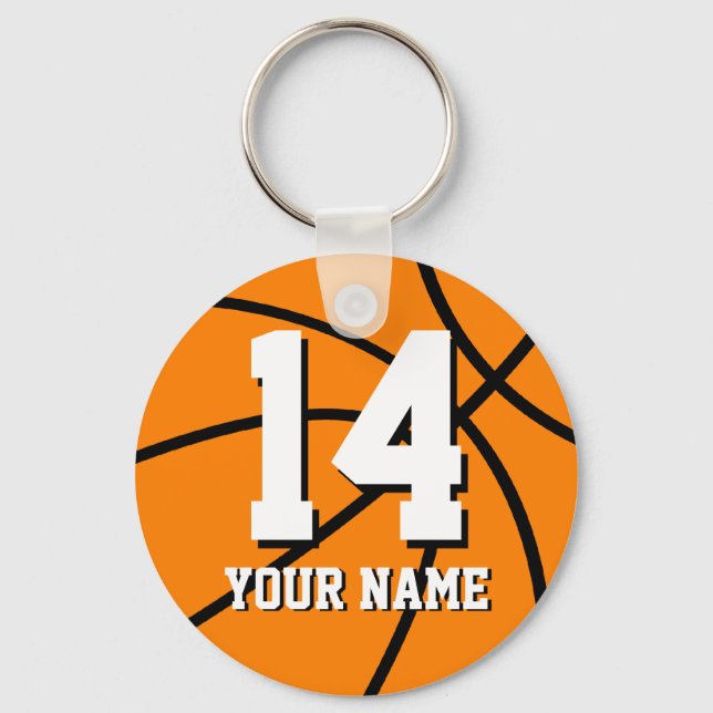 Personalised basketball keychain | name and number (Front)