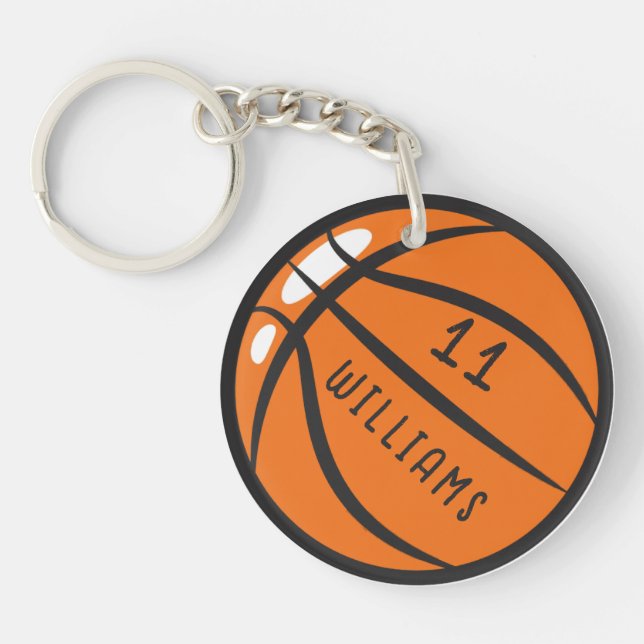 Personalised basketball keychain | name and number (Front)
