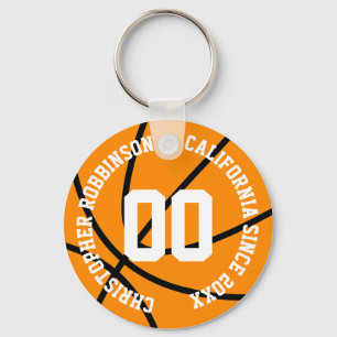 Personalised Basketball Modern Key Ring