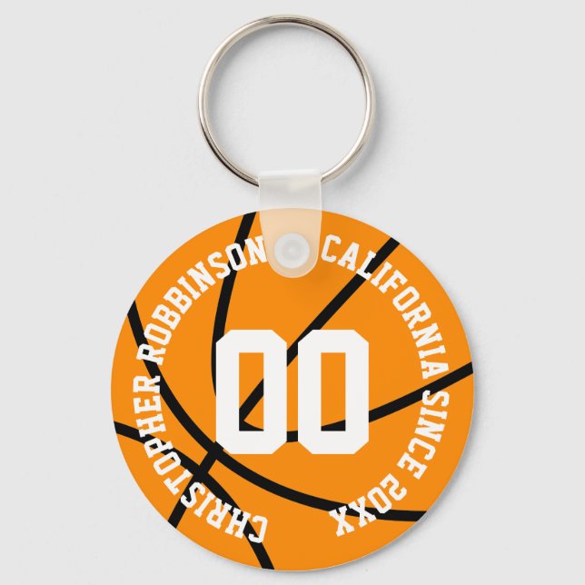 Personalised Basketball Modern  Key Ring (Front)