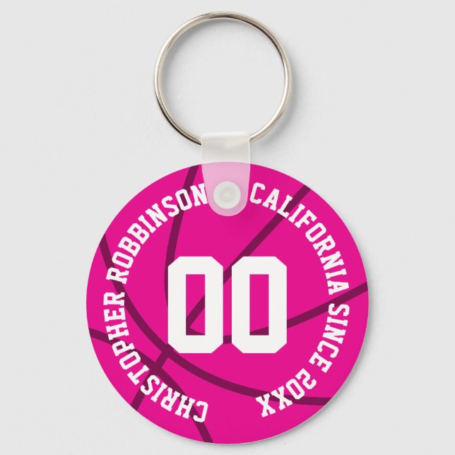 Personalised Basketball Modern  Key Ring (Front)