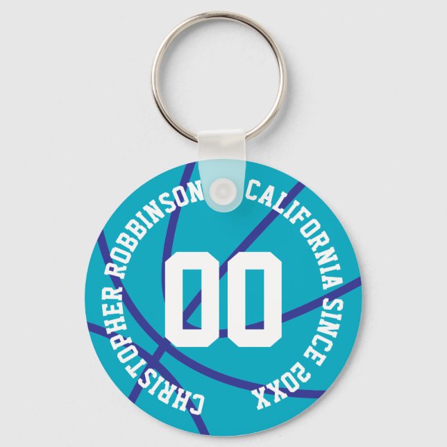Personalised Basketball Modern  Key Ring (Front)