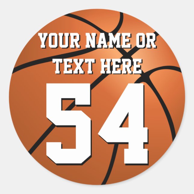 Personalised Basketball Name Number Circle sticker (Front)