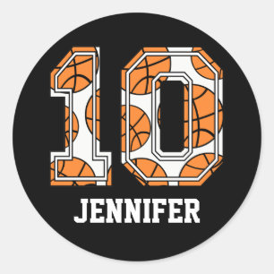 Personalised Basketball Number 10 Classic Round Sticker