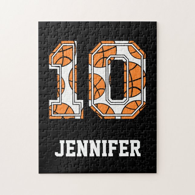 Personalised Basketball Number 10 Jigsaw Puzzle (Vertical)