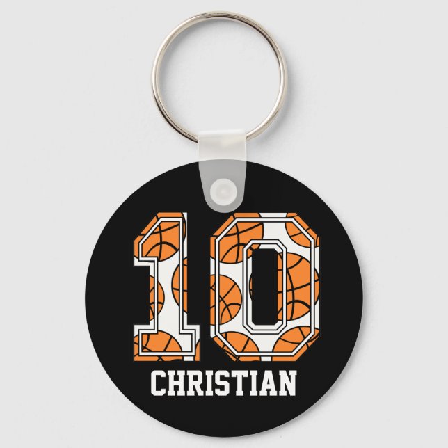 Personalised Basketball Number 10 Key Ring (Front)