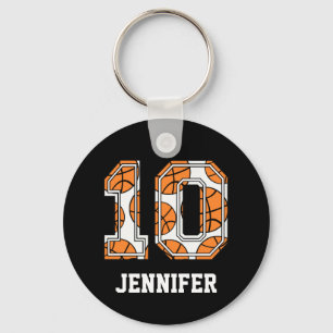 Personalised Basketball Number 10 Key Ring