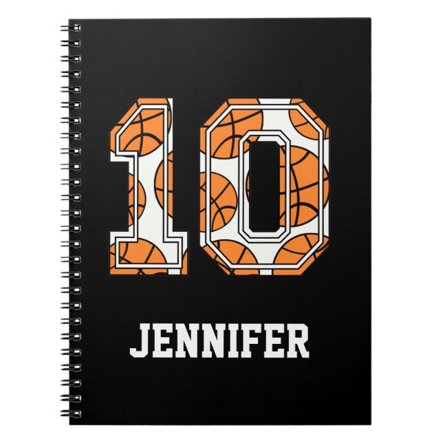 Personalised Basketball Number 10 Notebook (Front)