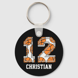Personalised Basketball Number 12 Key Ring