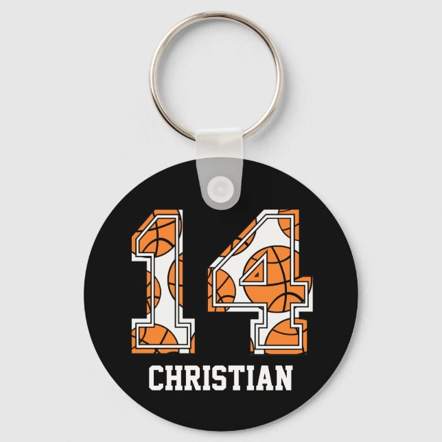 Personalised Basketball Number 14 Key Ring (Front)