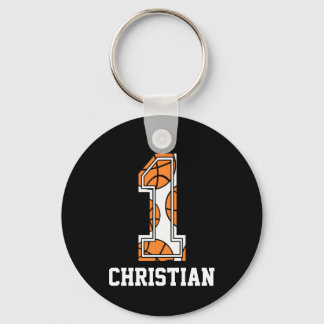 Personalised Basketball Number 1 Key Ring