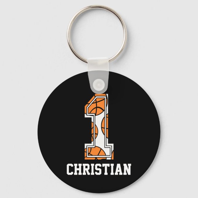 Personalised Basketball Number 1 Key Ring (Front)