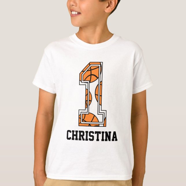 Personalised Basketball Number 1 T-Shirt (Front)