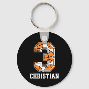 Personalised Basketball Number 3 Key Ring