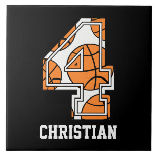 Personalised Basketball Number 4 Tile