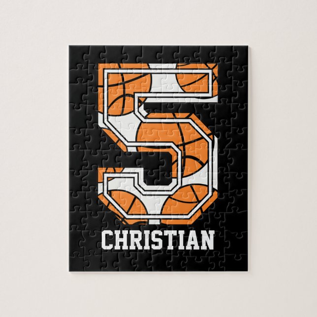 Personalised Basketball Number 5 Jigsaw Puzzle (Vertical)