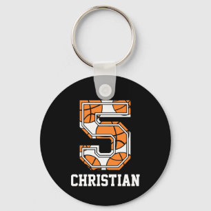 Personalised Basketball Number 5 Key Ring
