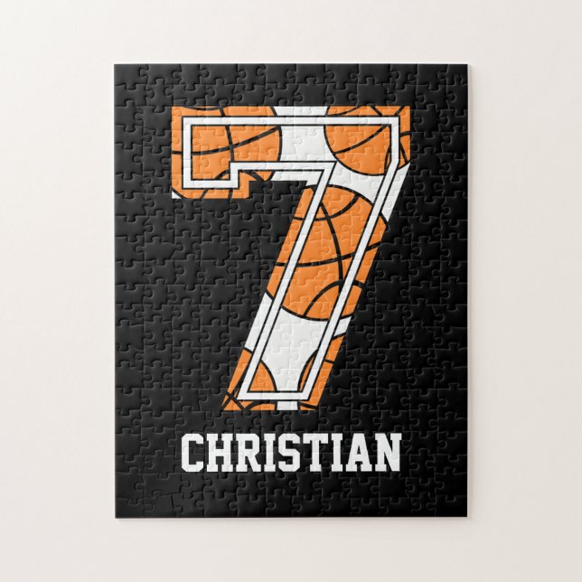 Personalised Basketball Number 7 Jigsaw Puzzle (Vertical)