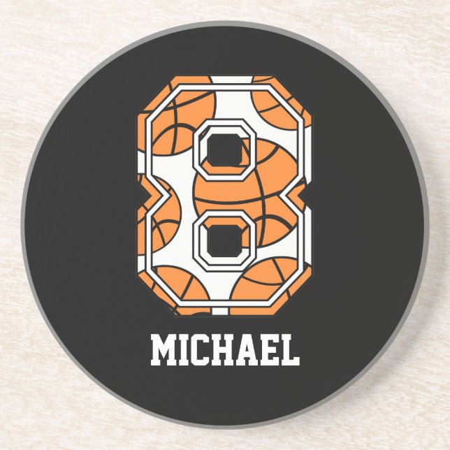 Personalised Basketball Number 8 Coaster (Front)