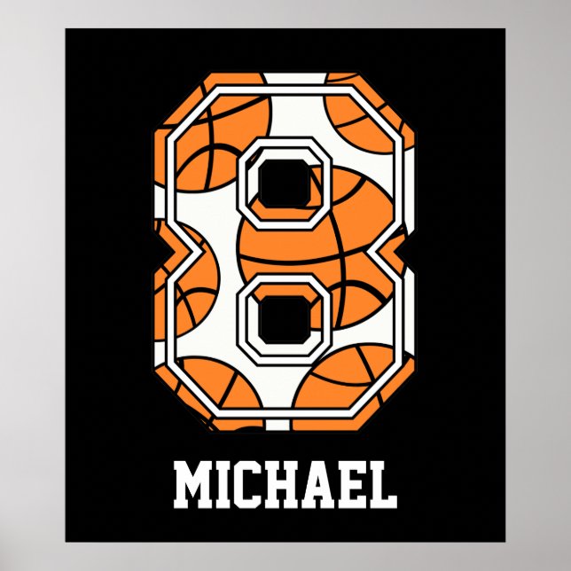 Personalised Basketball Number 8 Poster (Front)