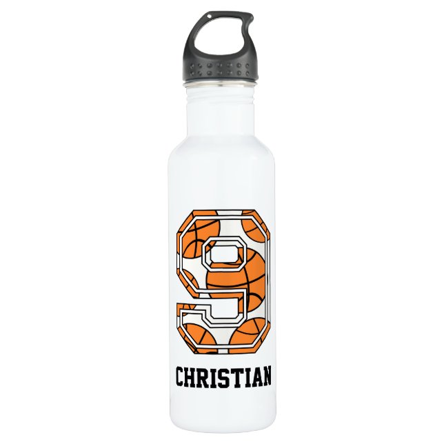 Personalised Basketball Number 9 710 Ml Water Bottle (Front)