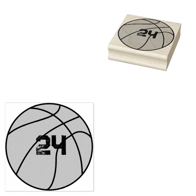 Personalised Basketball Number Rubber Stamp (Stamped)