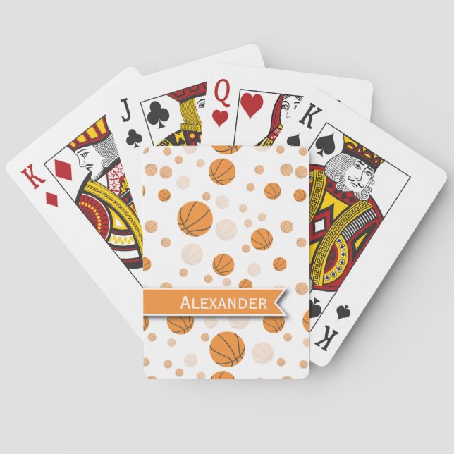 Personalised Basketball Pattern on White Playing Cards (Back)