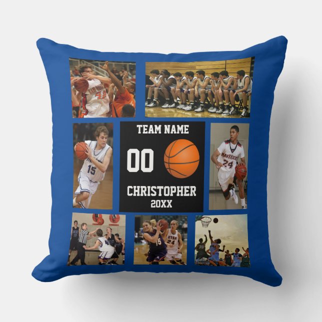 Personalised Basketball Photo Team Player Cushion (Front)