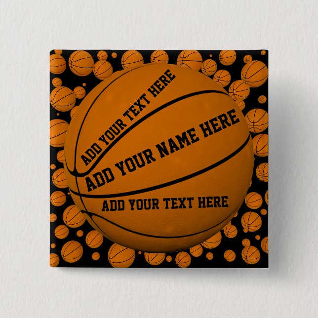 Personalised Basketball pinback buttons (Front)