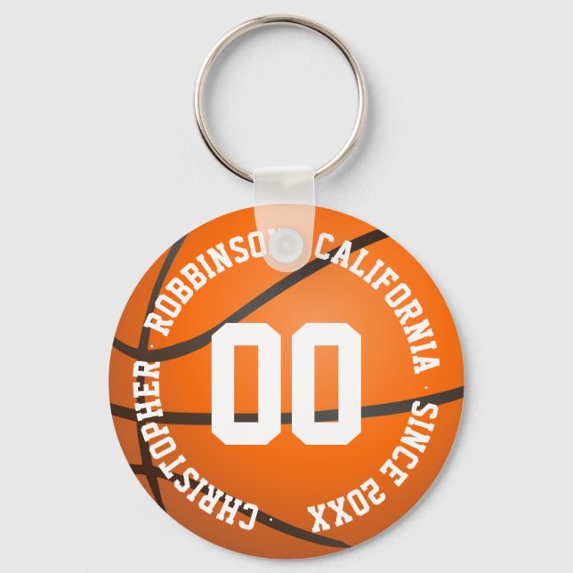 Personalised Basketball Player Name Key Ring (Front)