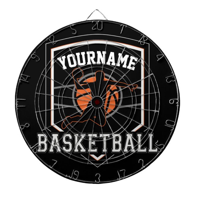 Personalised Basketball Player NAME Slam Dunk Team Dartboard (Front)