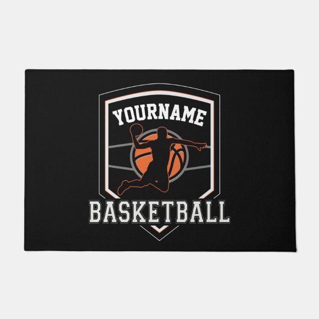 Personalised Basketball Player NAME Slam Dunk Team Doormat (Front)