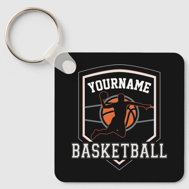 Personalised Basketball Player NAME Slam Dunk Team Key Ring (Front)