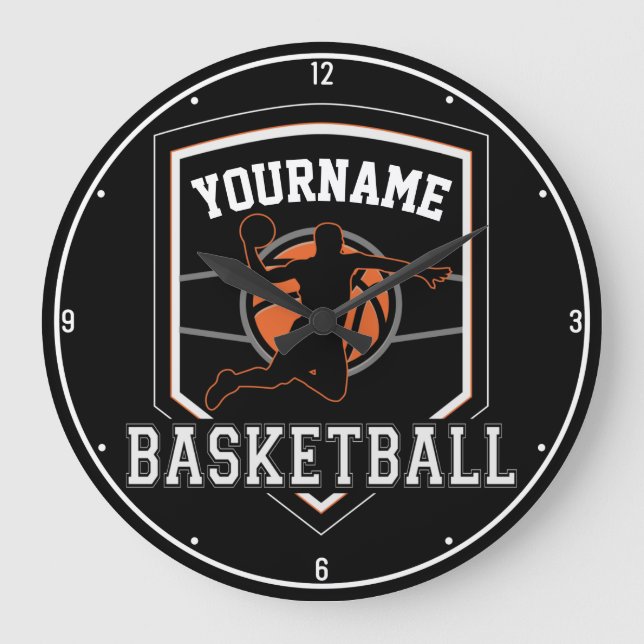 Personalised Basketball Player NAME Slam Dunk Team Large Clock (Front)