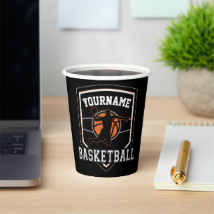 Personalised Basketball Player NAME Slam Dunk Team Paper Cups