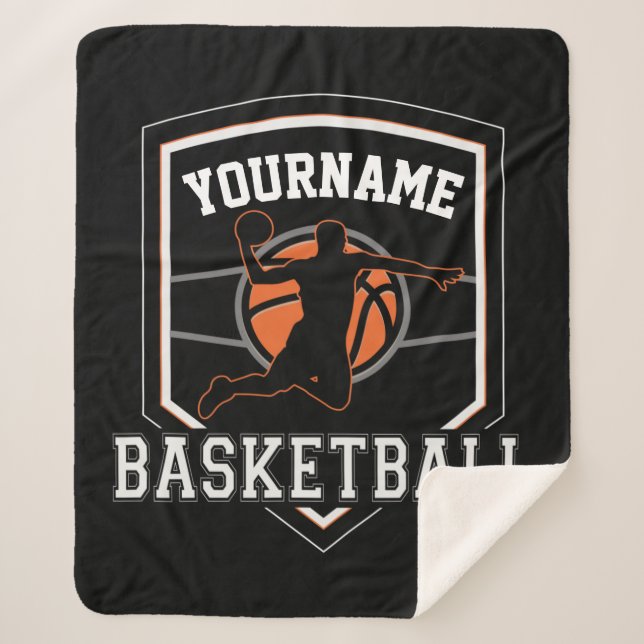 Personalised Basketball Player NAME Slam Dunk Team Sherpa Blanket (Front)