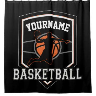 Personalised Basketball Player NAME Slam Dunk Team Shower Curtain