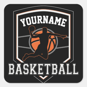 Personalised Basketball Player NAME Slam Dunk Team Square Sticker